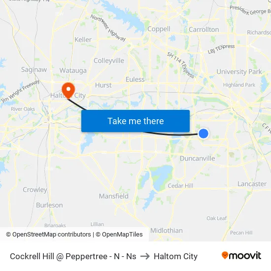 Cockrell Hill @ Peppertree - N - Ns to Haltom City map