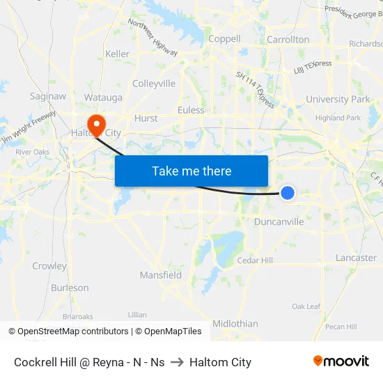 Cockrell Hill @ Reyna - N - Ns to Haltom City map