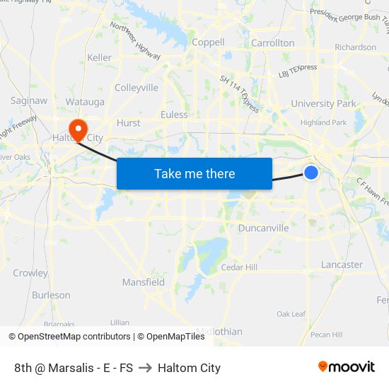 8th @ Marsalis - E - FS to Haltom City map