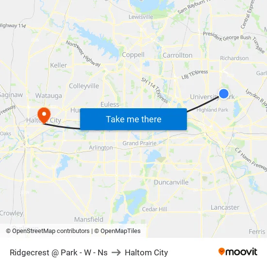 Ridgecrest @ Park - W - Ns to Haltom City map