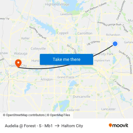 Audelia @ Forest - S - Mb1 to Haltom City map