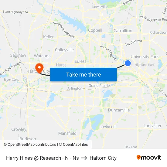 Harry Hines @ Research - N - Ns to Haltom City map