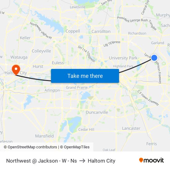 Northwest @ Jackson - W - Ns to Haltom City map