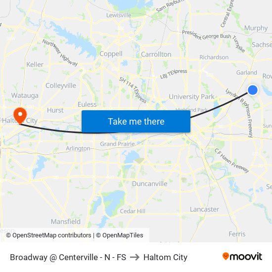 Broadway @ Centerville - N - FS to Haltom City map