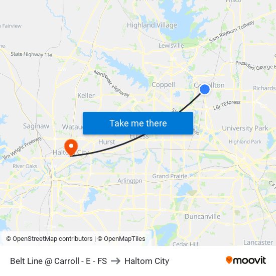 Belt Line @ Carroll - E - FS to Haltom City map