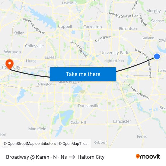 Broadway @ Karen - N - Ns to Haltom City map
