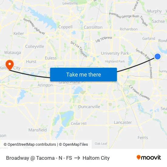 Broadway @ Tacoma - N - FS to Haltom City map