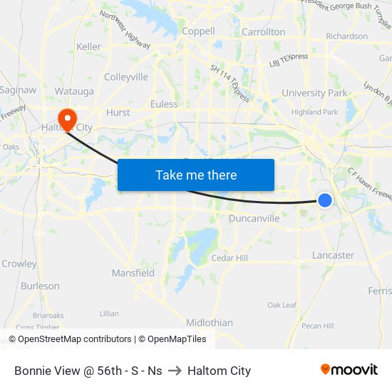 Bonnie View @ 56th - S - Ns to Haltom City map