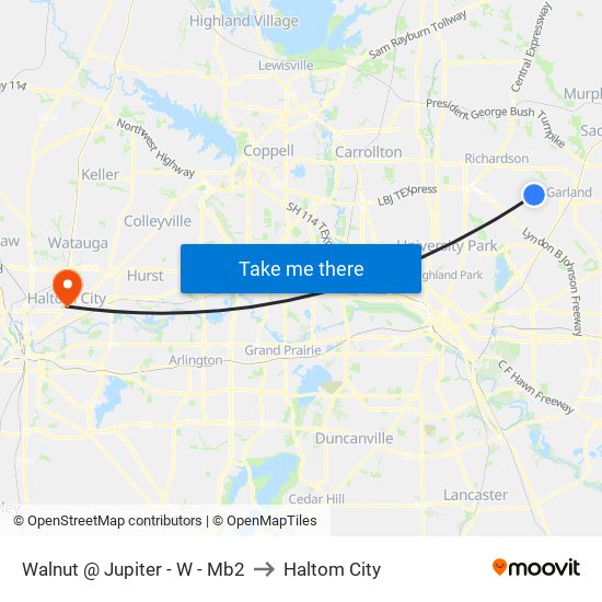 Walnut @ Jupiter - W - Mb2 to Haltom City map