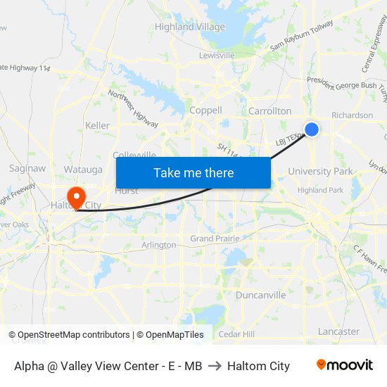 Alpha @ Valley View Center - E - MB to Haltom City map