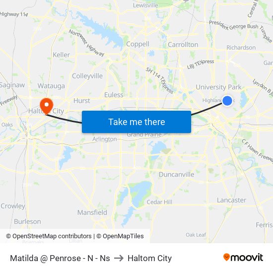 Matilda @ Penrose - N - Ns to Haltom City map