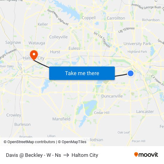 Davis @ Beckley - W - Ns to Haltom City map