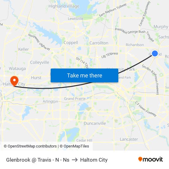Glenbrook @ Travis - N - Ns to Haltom City map