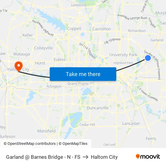 Garland @ Barnes Bridge - N - FS to Haltom City map