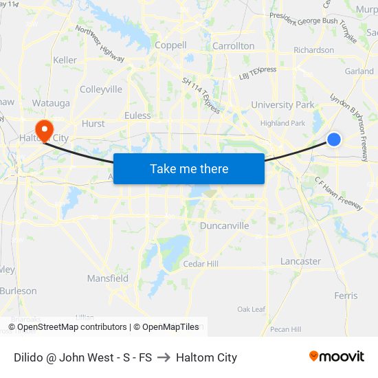 Dilido @ John West - S - FS to Haltom City map