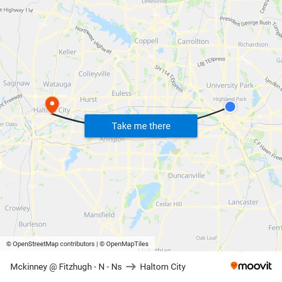 Mckinney @ Fitzhugh - N - Ns to Haltom City map