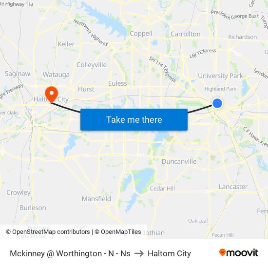 Mckinney @ Worthington - N - Ns to Haltom City map