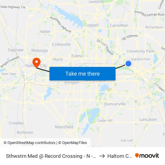 Sthwstrn Med @ Record Crossing - N - MB to Haltom City map