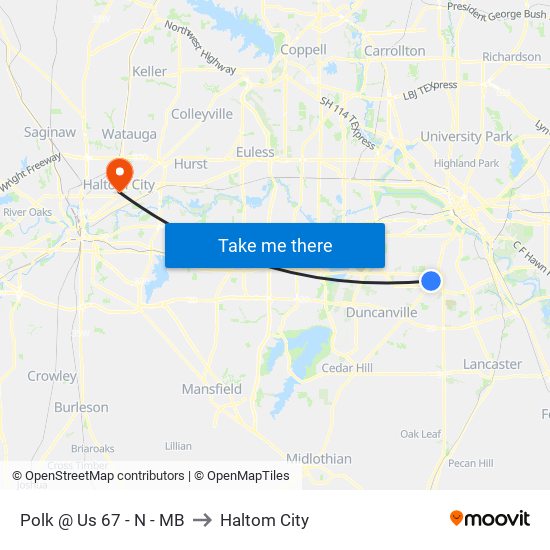 Polk @ Us 67 - N - MB to Haltom City map