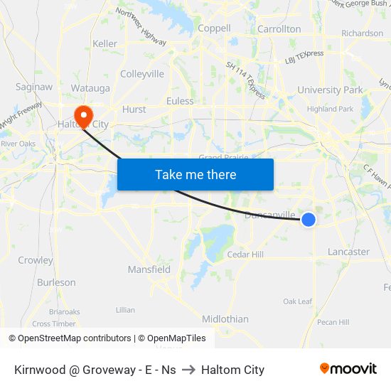 Kirnwood @ Groveway - E - Ns to Haltom City map