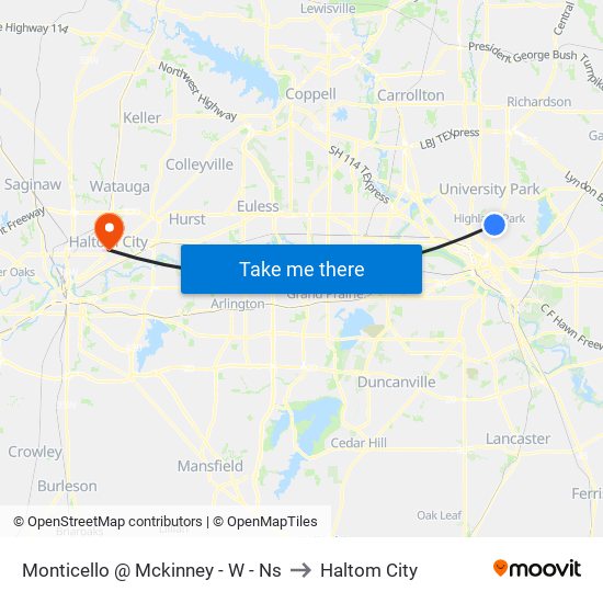 Monticello @ Mckinney - W - Ns to Haltom City map