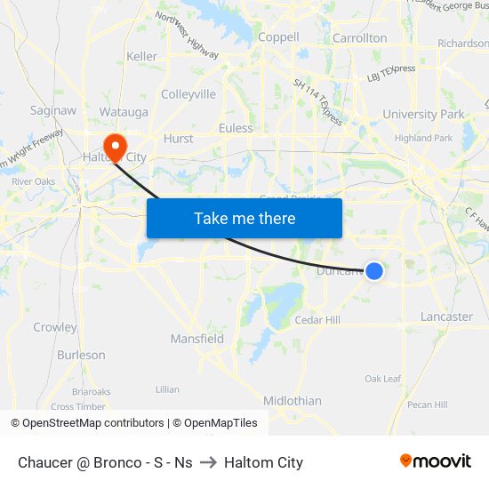 Chaucer @ Bronco - S - Ns to Haltom City map