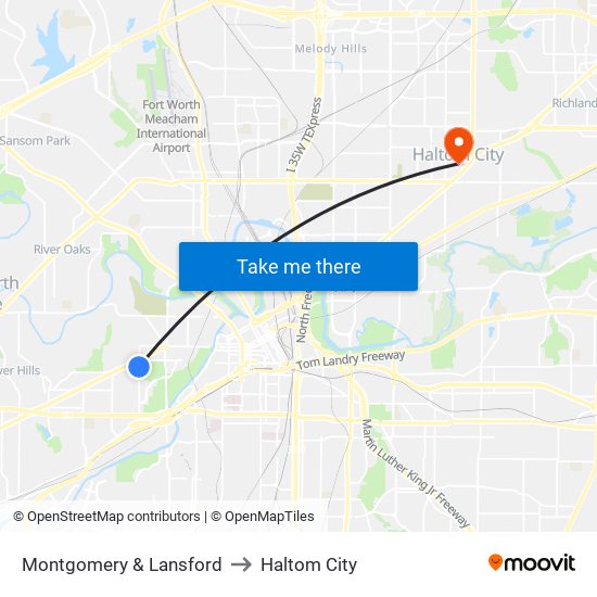 Montgomery & Lansford to Haltom City map