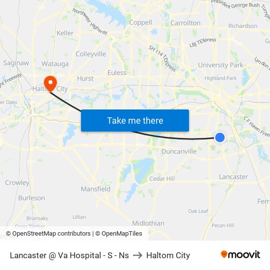 Lancaster @ Va Hospital - S - Ns to Haltom City map