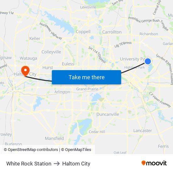 White Rock Station to Haltom City map