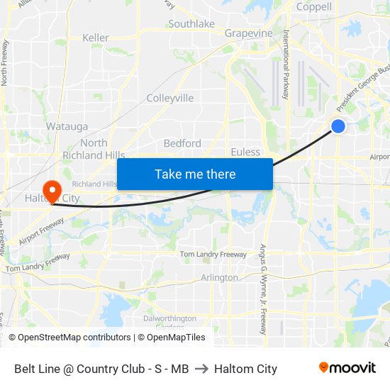 Belt Line @ Country Club - S - MB to Haltom City map