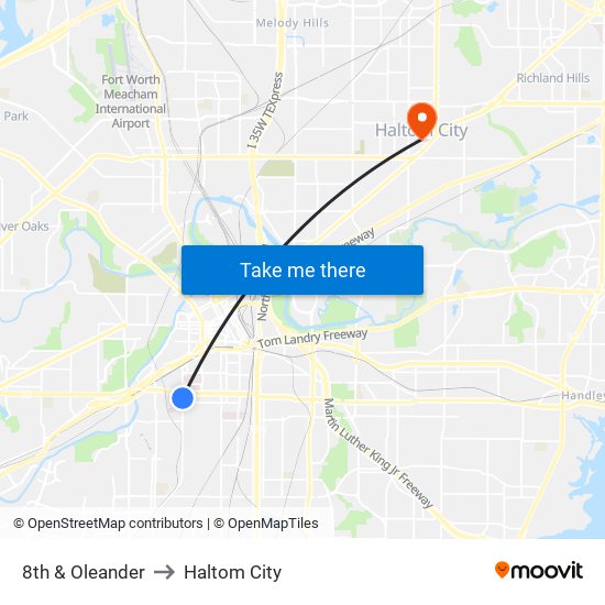 8th & Oleander to Haltom City map
