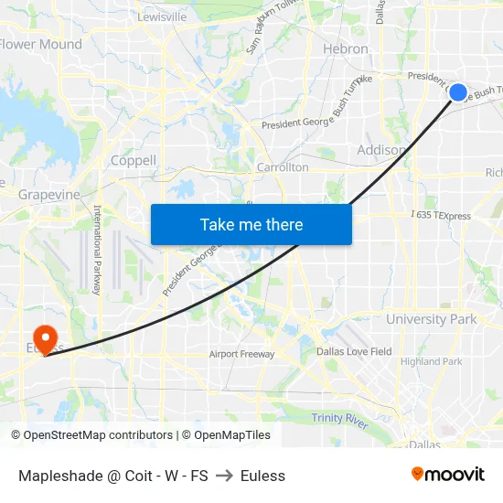 Mapleshade  @ Coit - W - FS to Euless map