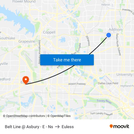 Belt Line @ Asbury - E - Ns to Euless map