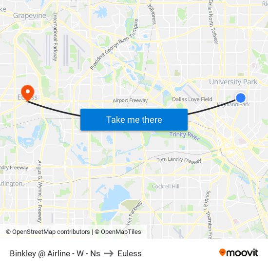 Binkley @ Airline - W - Ns to Euless map