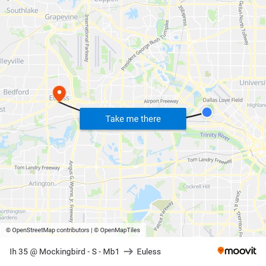 Ih 35 @ Mockingbird - S - Mb1 to Euless map
