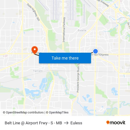 Belt Line @ Airport Frwy - S - MB to Euless map