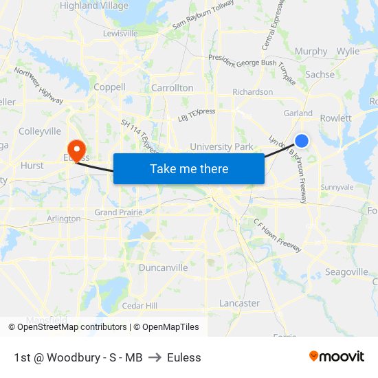 1st @ Woodbury - S - MB to Euless map