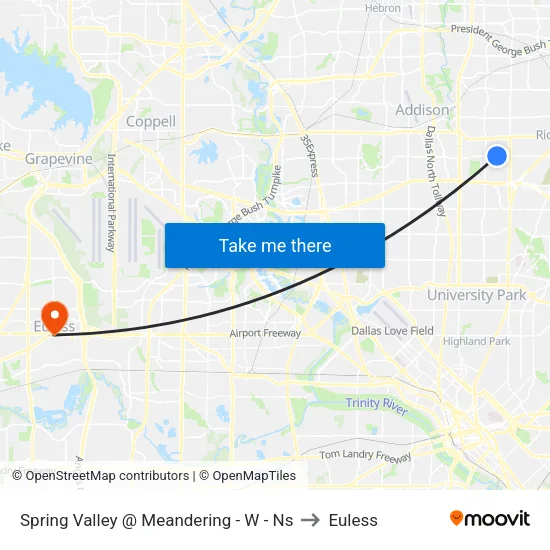 Spring Valley @ Meandering - W - Ns to Euless map