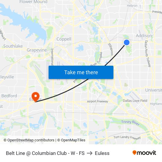 Belt Line @ Columbian Club - W - FS to Euless map