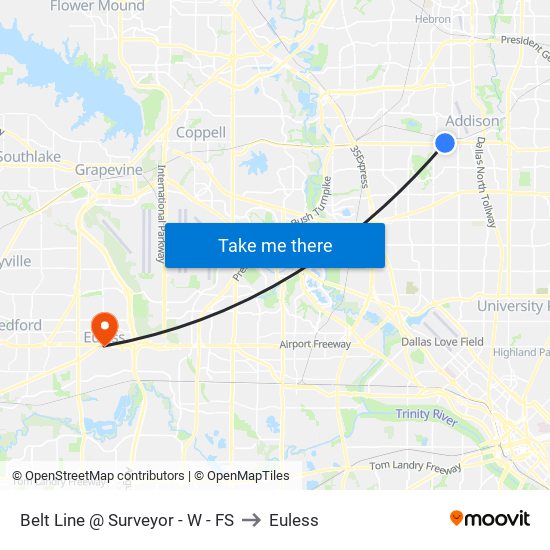 Belt Line @ Surveyor - W - FS to Euless map