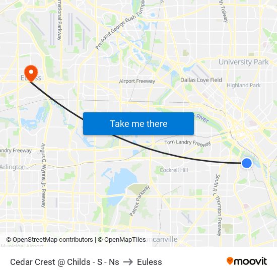 Cedar Crest @ Childs - S - Ns to Euless map