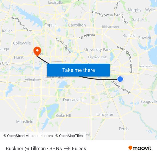 Buckner @ Tillman - S - Ns to Euless map