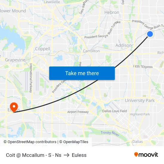 Coit @ Mccallum - S - Ns to Euless map