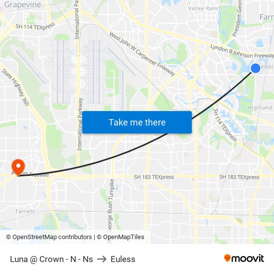 Luna @ Crown - N - Ns to Euless map