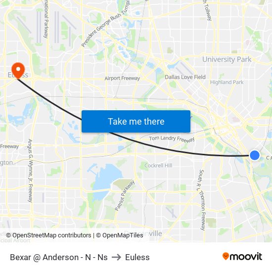 Bexar @ Anderson - N - Ns to Euless map