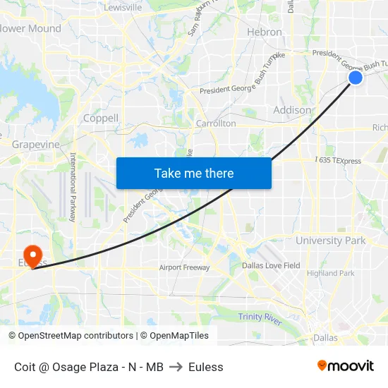 Coit @ Osage Plaza - N - MB to Euless map