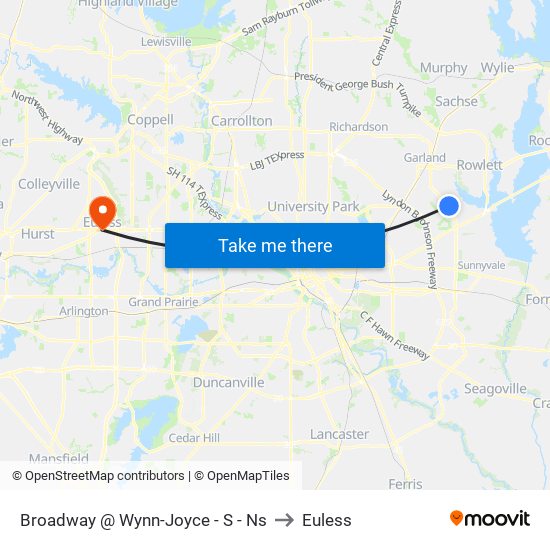 Broadway @ Wynn-Joyce - S - Ns to Euless map