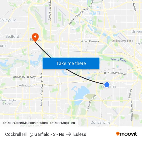 Cockrell Hill @ Garfield - S - Ns to Euless map