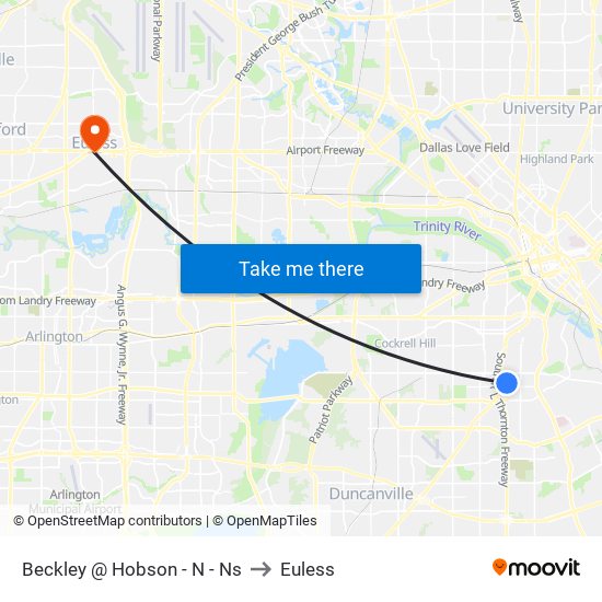 Beckley @ Hobson - N - Ns to Euless map