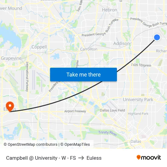 Campbell @ University - W - FS to Euless map